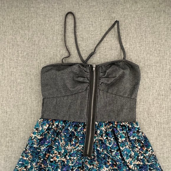 Johnny Martin Dress Spaghetti Straps Zipper Front Gray Teal Blue Small‎ Stretch - Picture 2 of 15